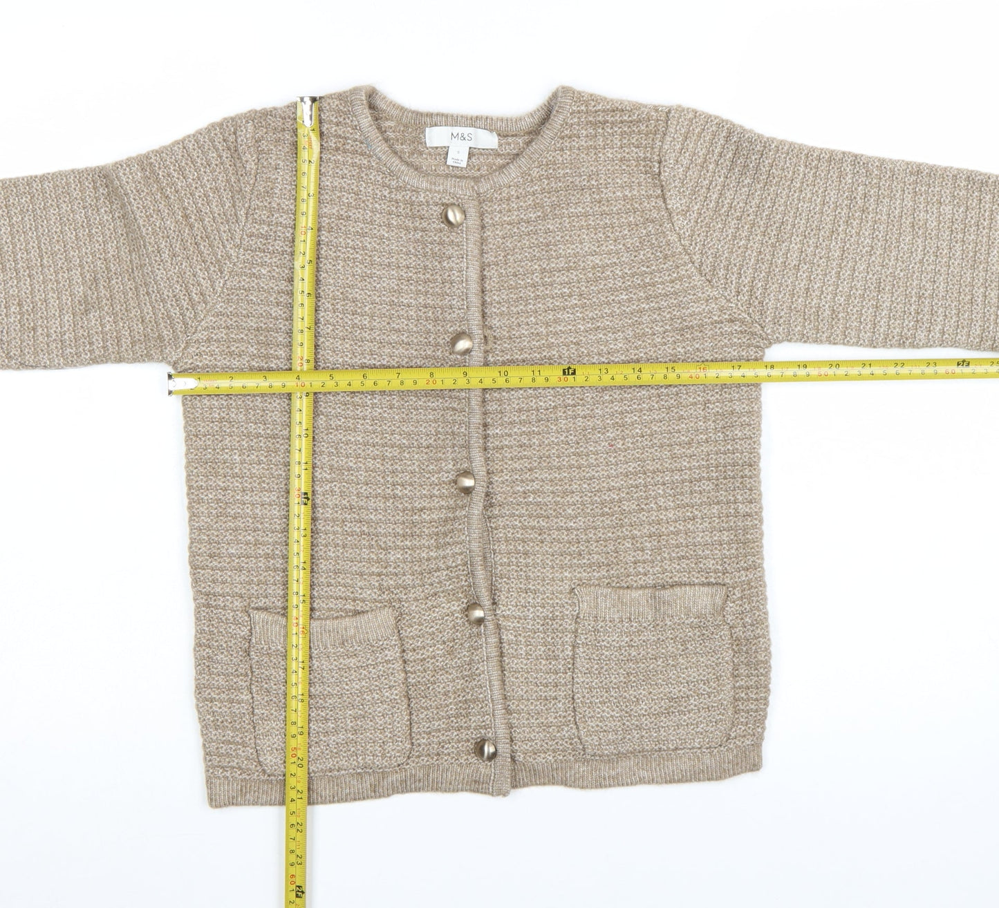 Marks and Spencer Women Beige Knit Cardigan Size S
