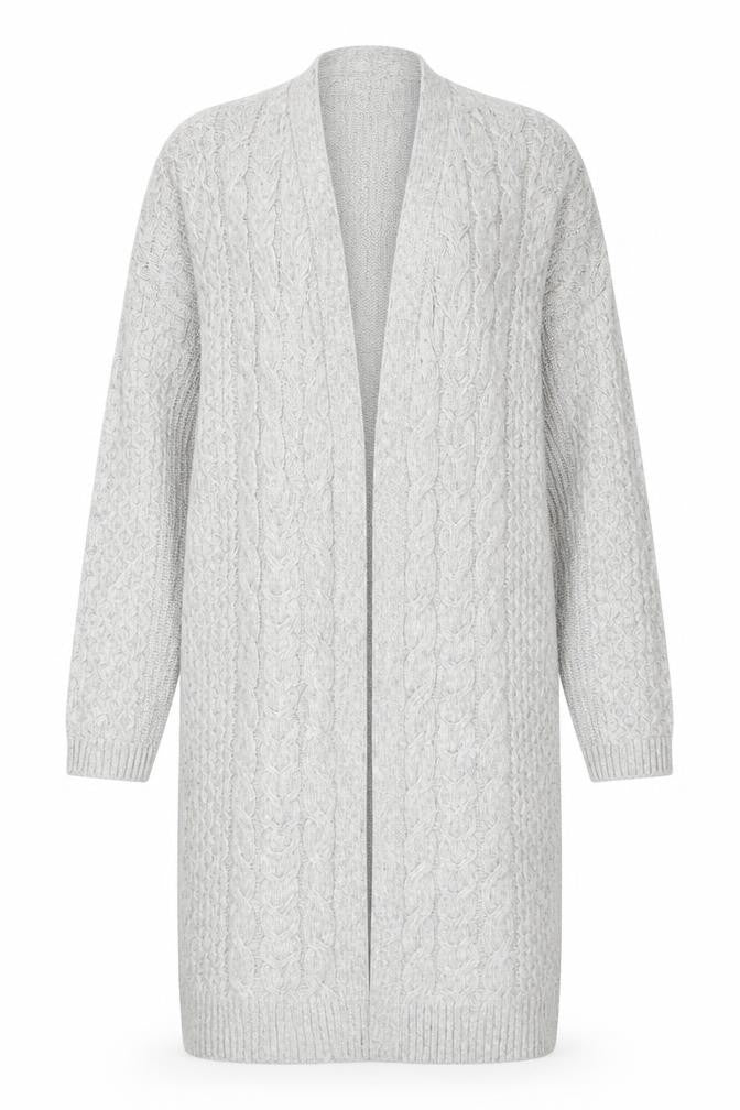 Marks and Spencer Women’s Grey Long Cable-Knit Cardigan Size L