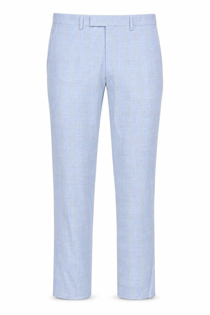 Marks & Spencer Men's Blue Slim Fit Check Chino Trousers 32W 31L
