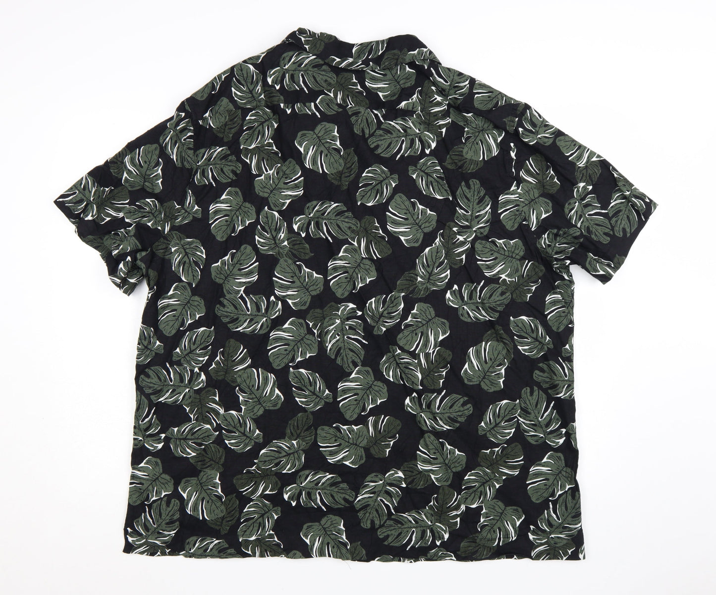 Marks and Spencer Men's Black 3XL Tropical Linen Blend Short Sleeve Shirt