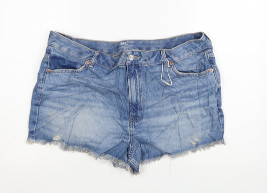 Marks & Spencer Women's Blue Denim Cut-Off Shorts Size 18