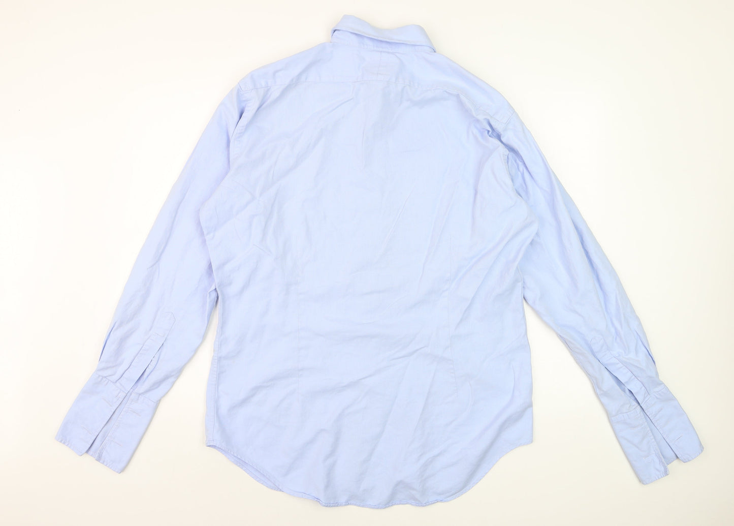 T.M. Lewin Men's Blue Slim Fit Luxury Cotton Long Sleeve Formal Shirt Size L
