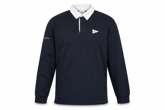 Four Seasons Men's Navy Long Sleeve Polo Shirt Size S 100% Cotton Yachting Style