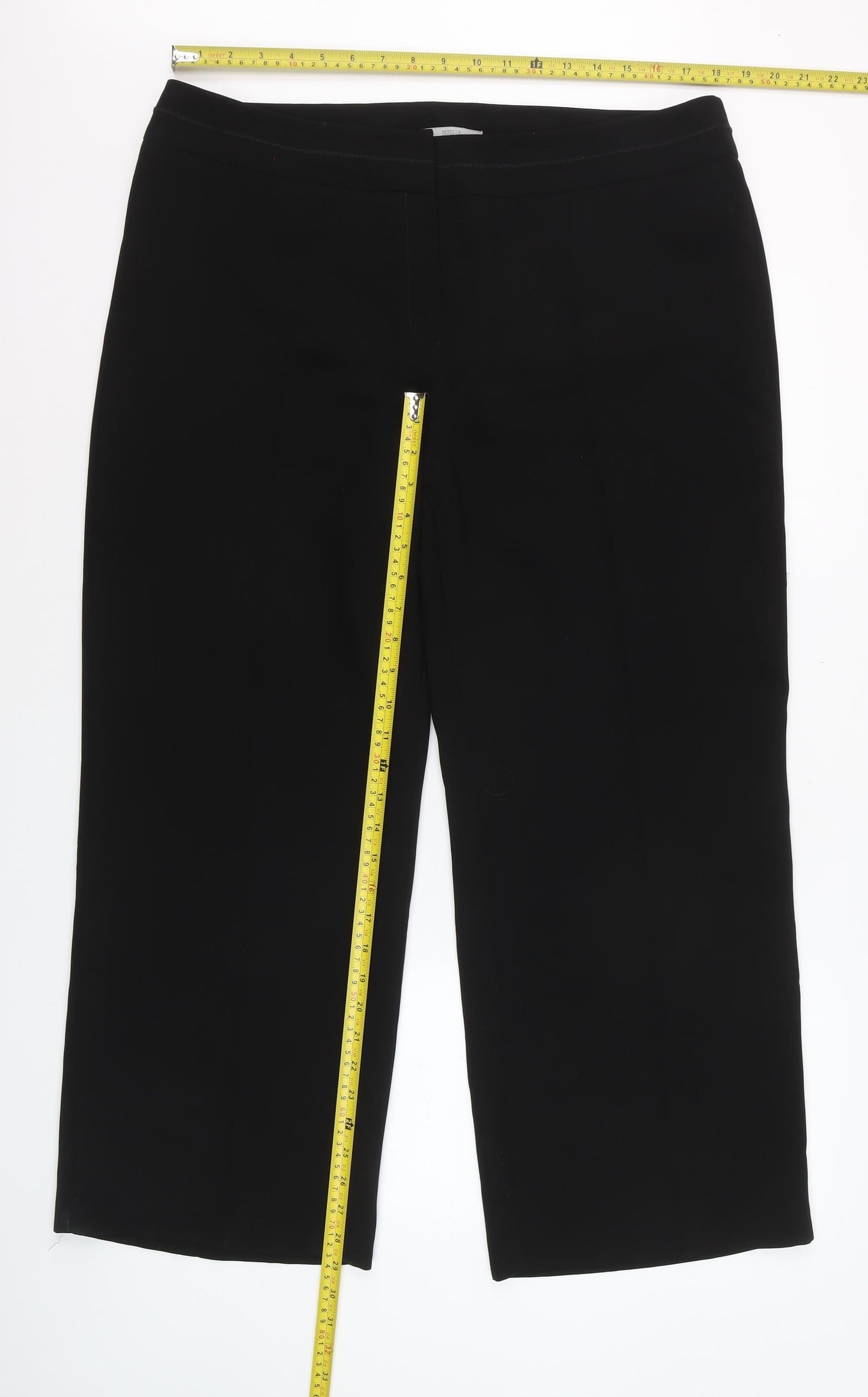 Marks and Spencer Women's Black Size 18 Short Straight Leg Trousers