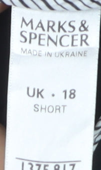 Marks and Spencer Women's Black Size 18 Short Straight Leg Trousers