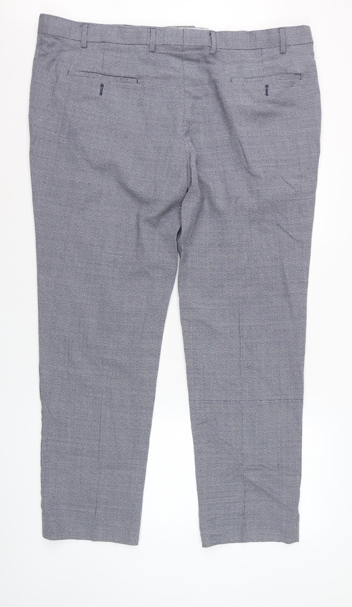 Marks and Spencer Men's Grey Wool Dress Pants 42W 31L Check Formal Trousers