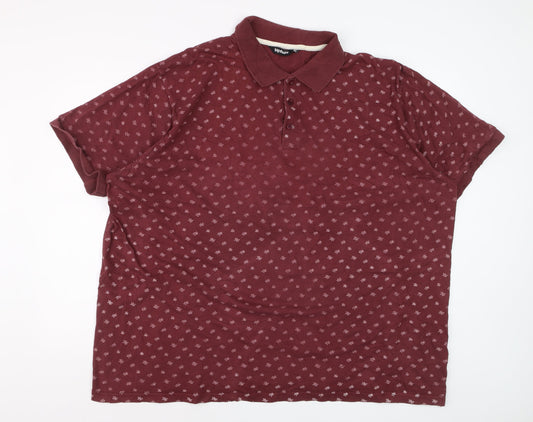 Bigdude Men’s 4XL Red Geometric Short Sleeve Cotton Polo Shirt