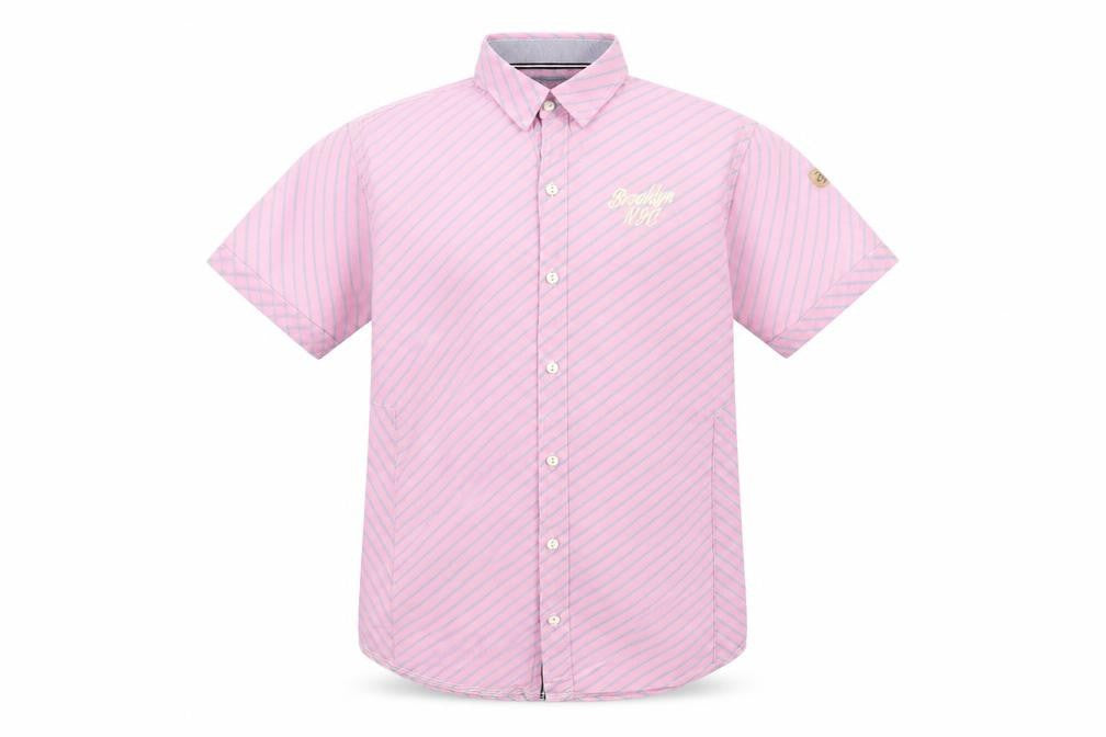 Dirty Blazer Men's Pink Striped Short Sleeve Button-Up Shirt L Cotton