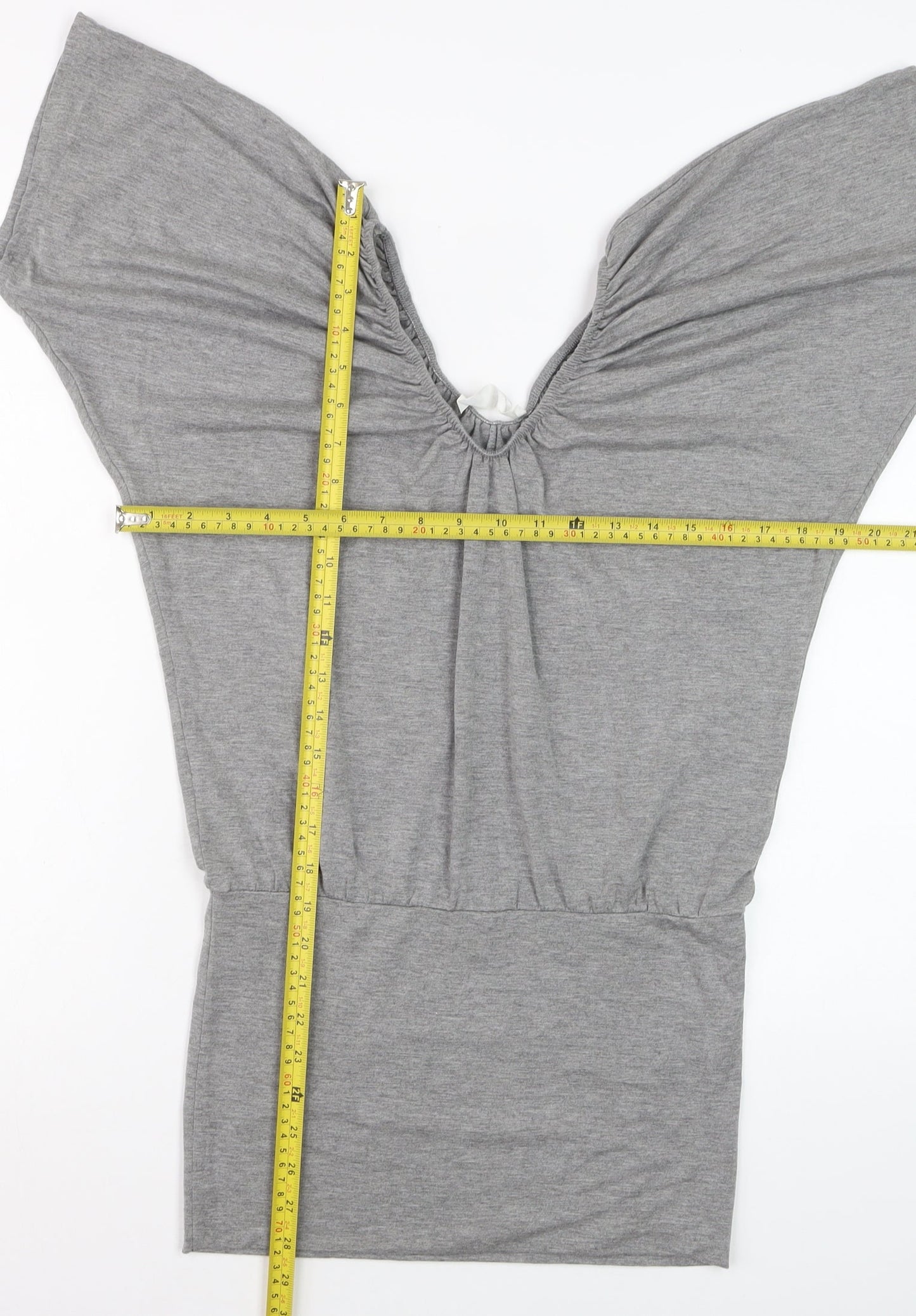 Internacionale Women Grey V-Neck Batwing Jersey T-Shirt Size 8