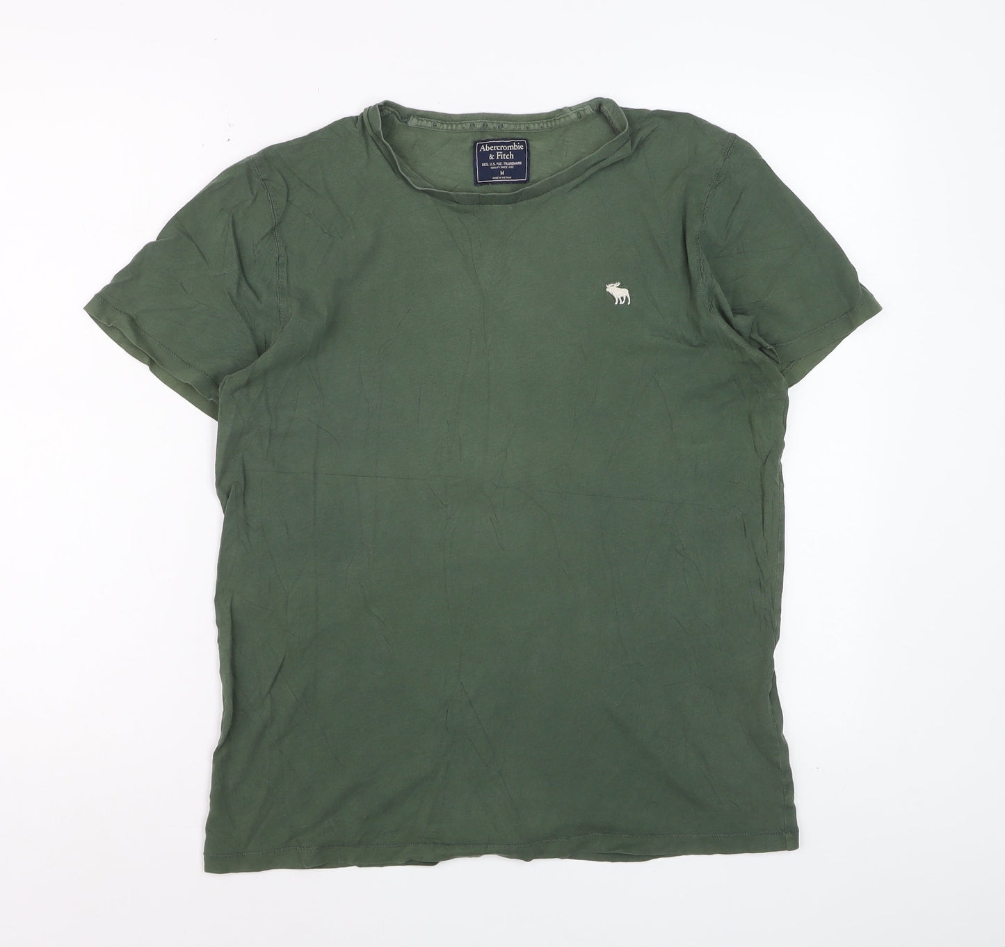 Abercrombie & Fitch Men's Green Cotton Crew Neck Short Sleeve T-Shirt M