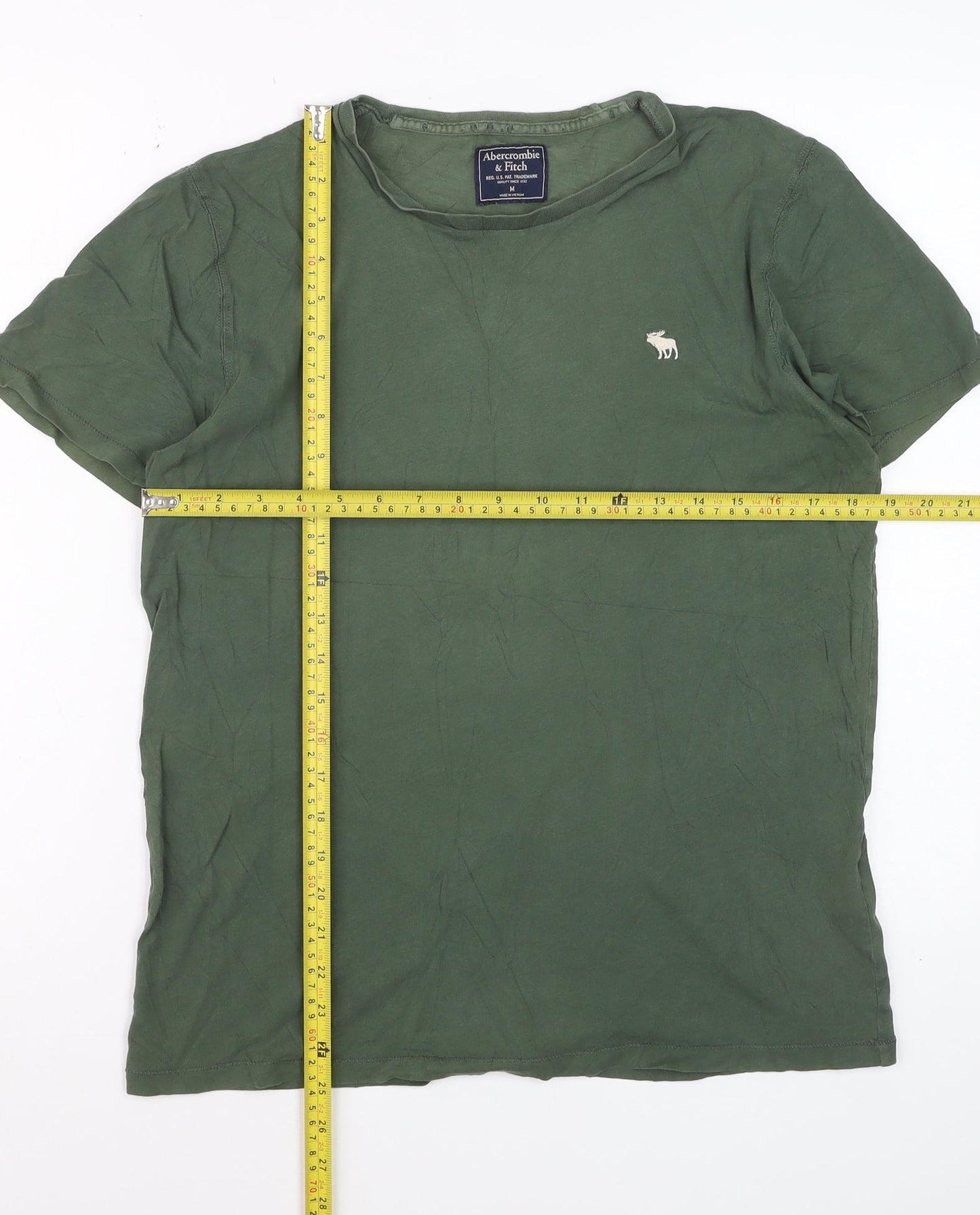 Abercrombie & Fitch Men's Green Cotton Crew Neck Short Sleeve T-Shirt M