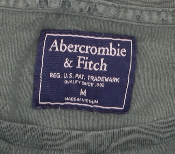 Abercrombie & Fitch Men's Green Cotton Crew Neck Short Sleeve T-Shirt M