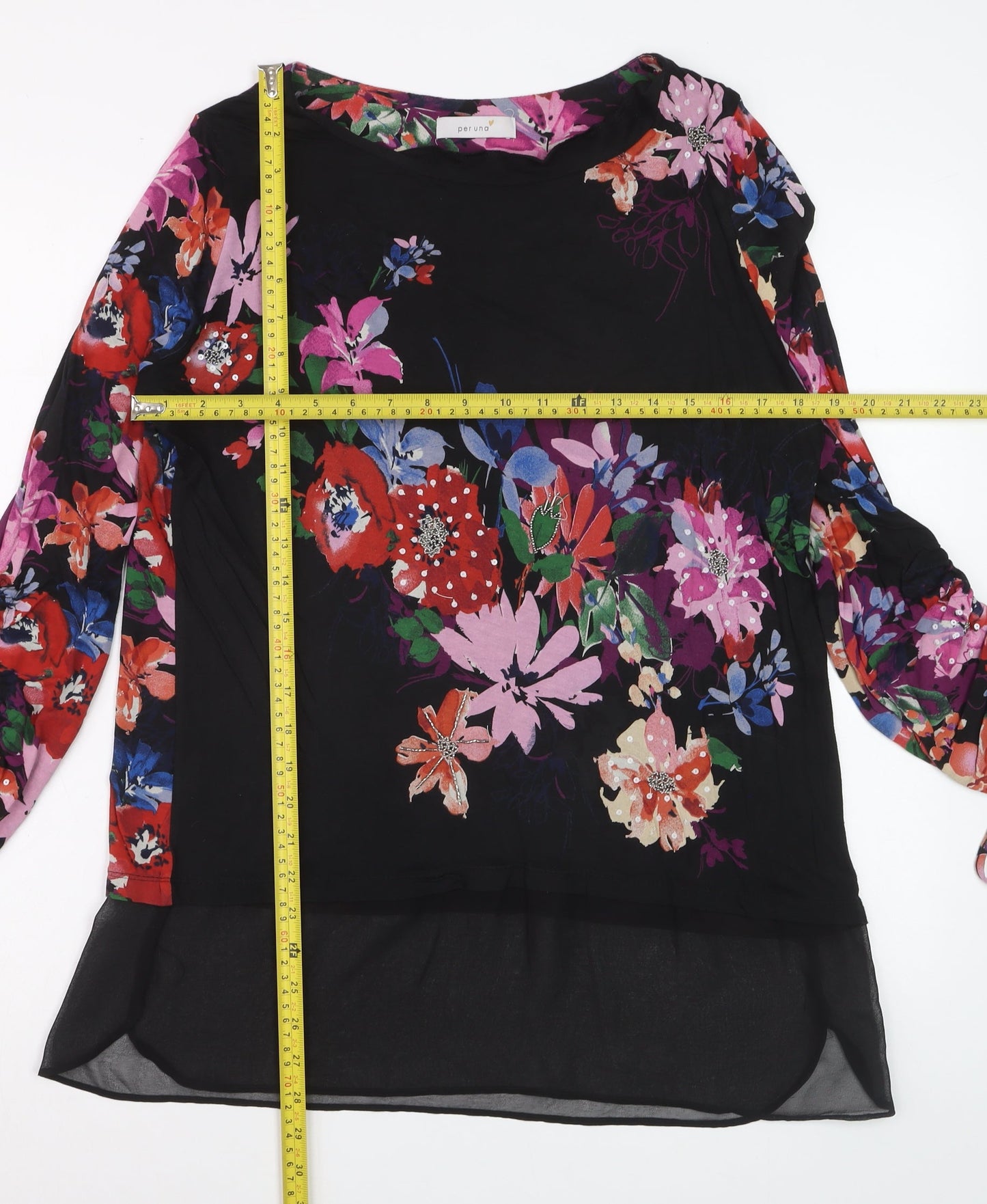 Marks and Spencer Per Una Women's Black Floral Blouse UK 12 Viscose Mix