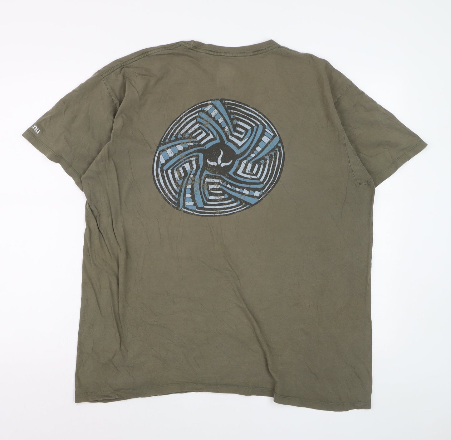 PrAna Mens Khaki Green Organic Cotton Graphic T-Shirt XL
