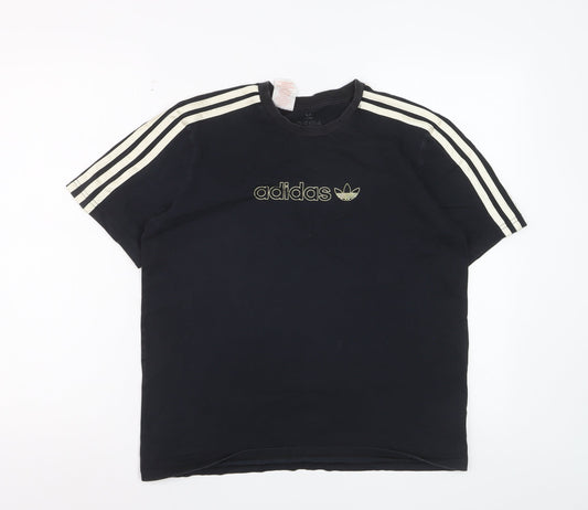 Adidas Boys Black 13-14 Years Cotton Short Sleeve Sports T-Shirt