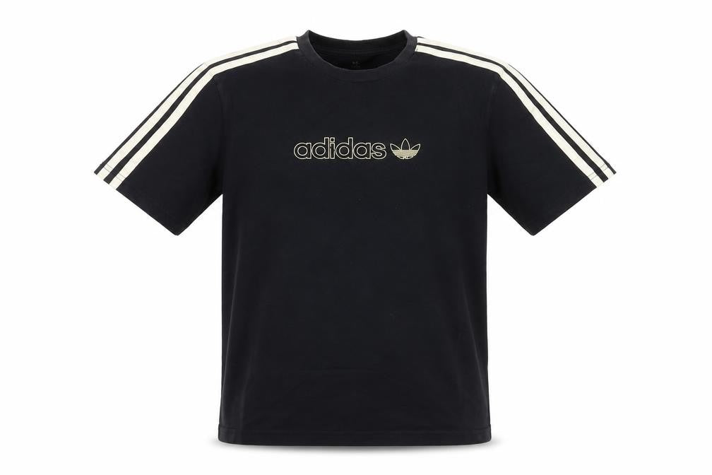 Front view of Adidas boys’ black 13-14 years cotton short sleeve sports t-shirt
