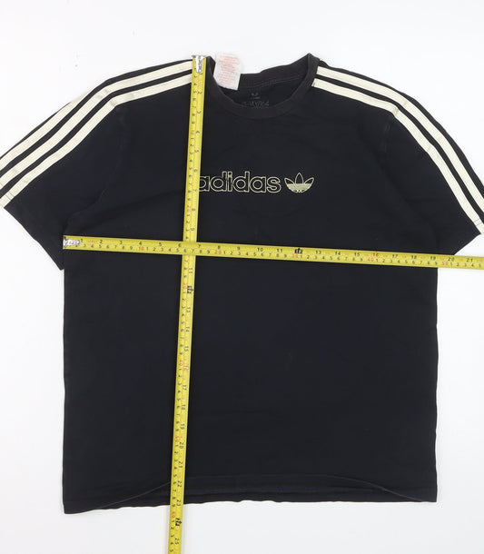 Adidas Boys Black 13-14 Years Cotton Short Sleeve Sports T-Shirt