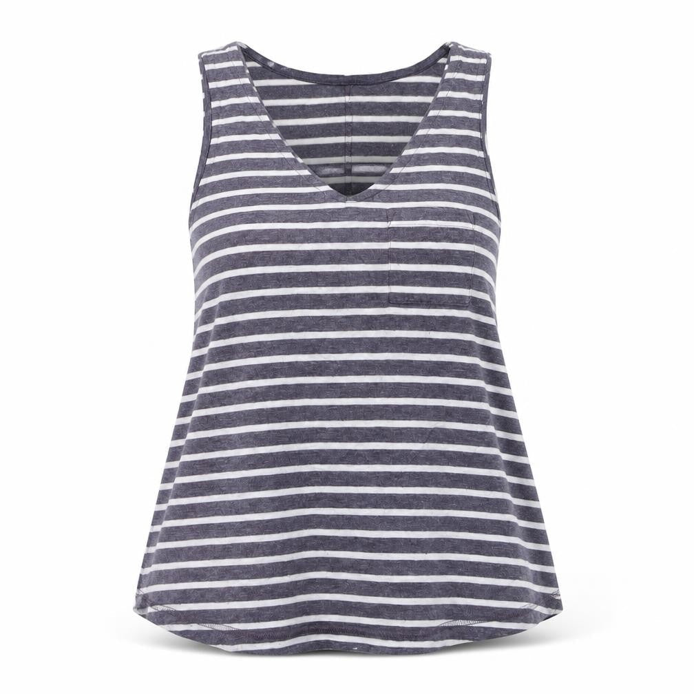 Next Womens Grey Striped Tank Top Size 12 V-Neck Jersey