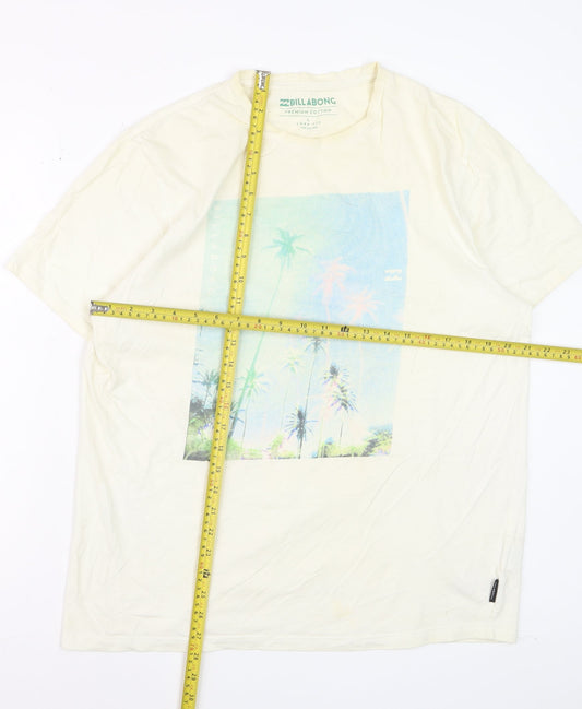 Billabong Men's Beige Graphic Print Short Sleeve T-Shirt L