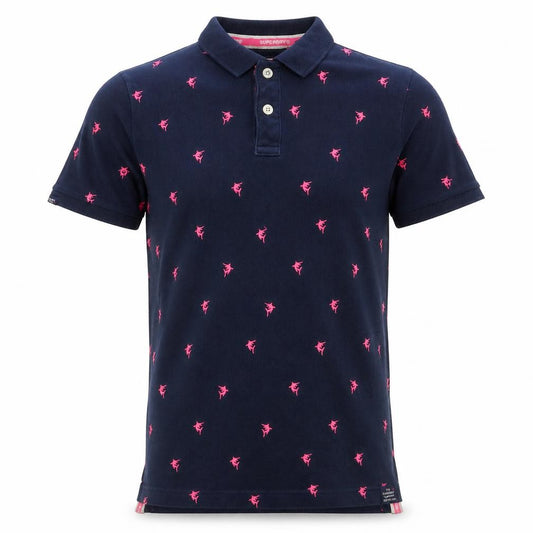 Superdry Men's Blue Embroidered Animal Polo Shirt Size L