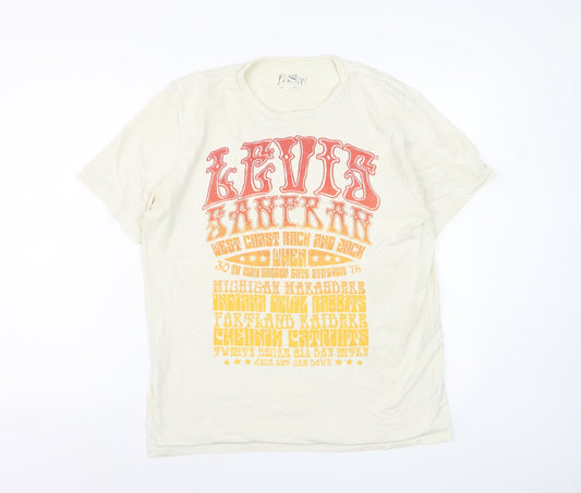 Levi's Men's Beige Retro Graphic Print Cotton T-Shirt Size M