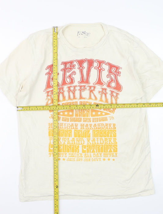 Levi's Men's Beige Retro Graphic Print Cotton T-Shirt Size M