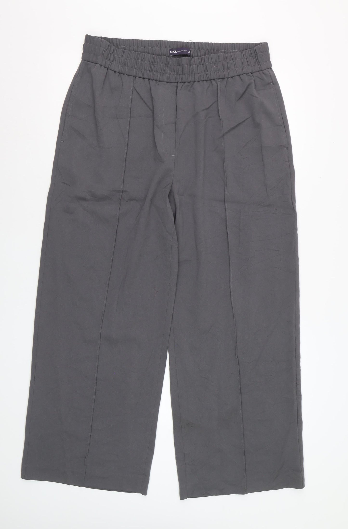 Marks and Spencer Women’s Charcoal Wide-Leg Trousers Size 16 Short