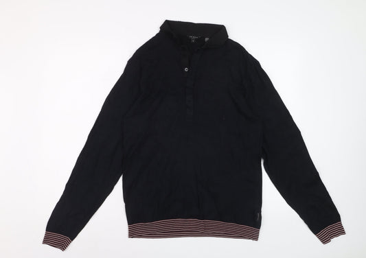 Ted Baker Men's Black Long Sleeve Polo Size L Cotton Blend