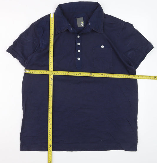 Tokyo Laundry Men's Blue Cotton Short Sleeve Polo Shirt - Size M