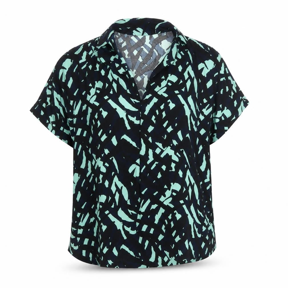 Marks & Spencer Women Blue Abstract Short Sleeve Blouse Size 12