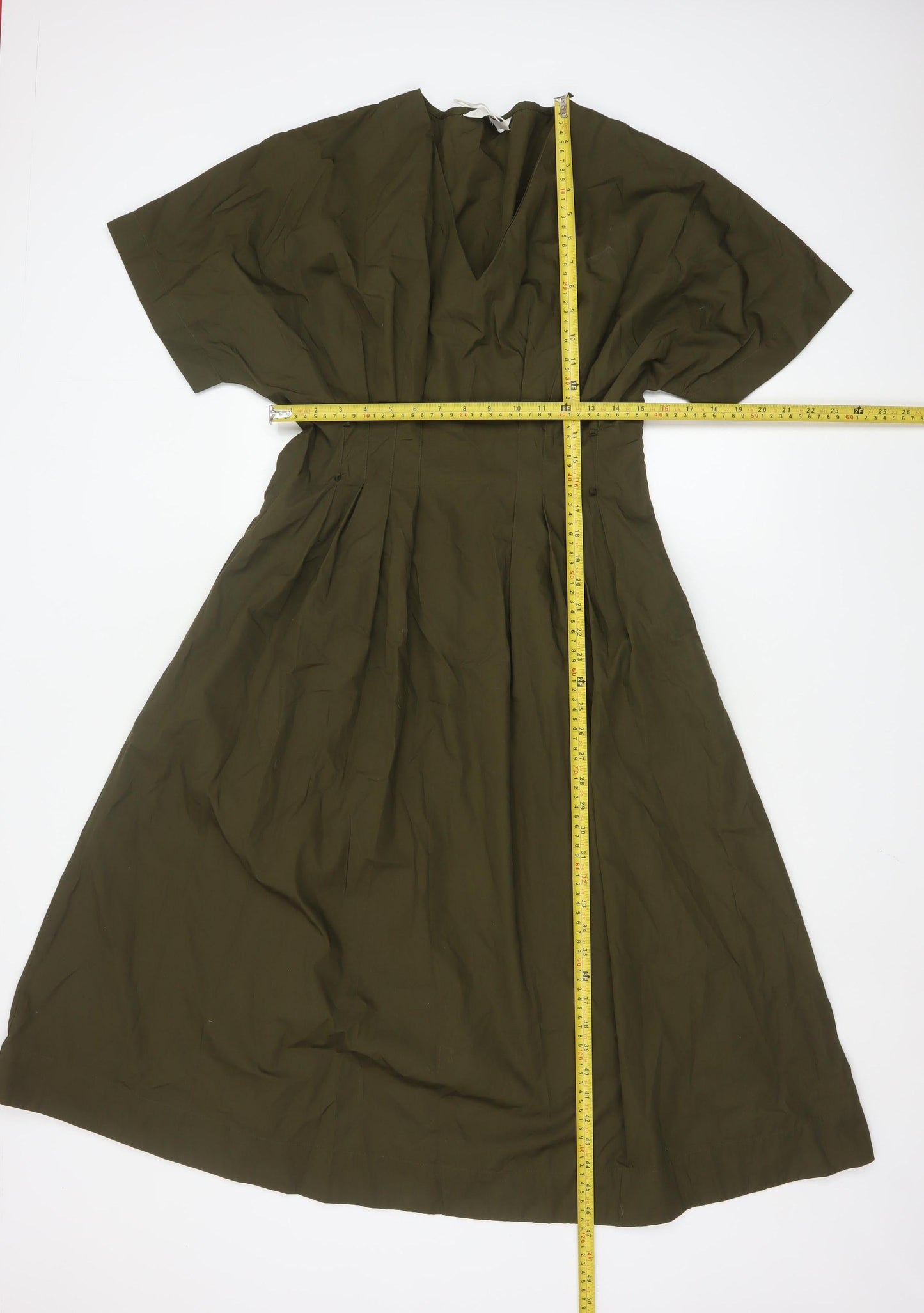 Marks and Spencer Women Green Size 10 A-Line Midi Cotton Dress