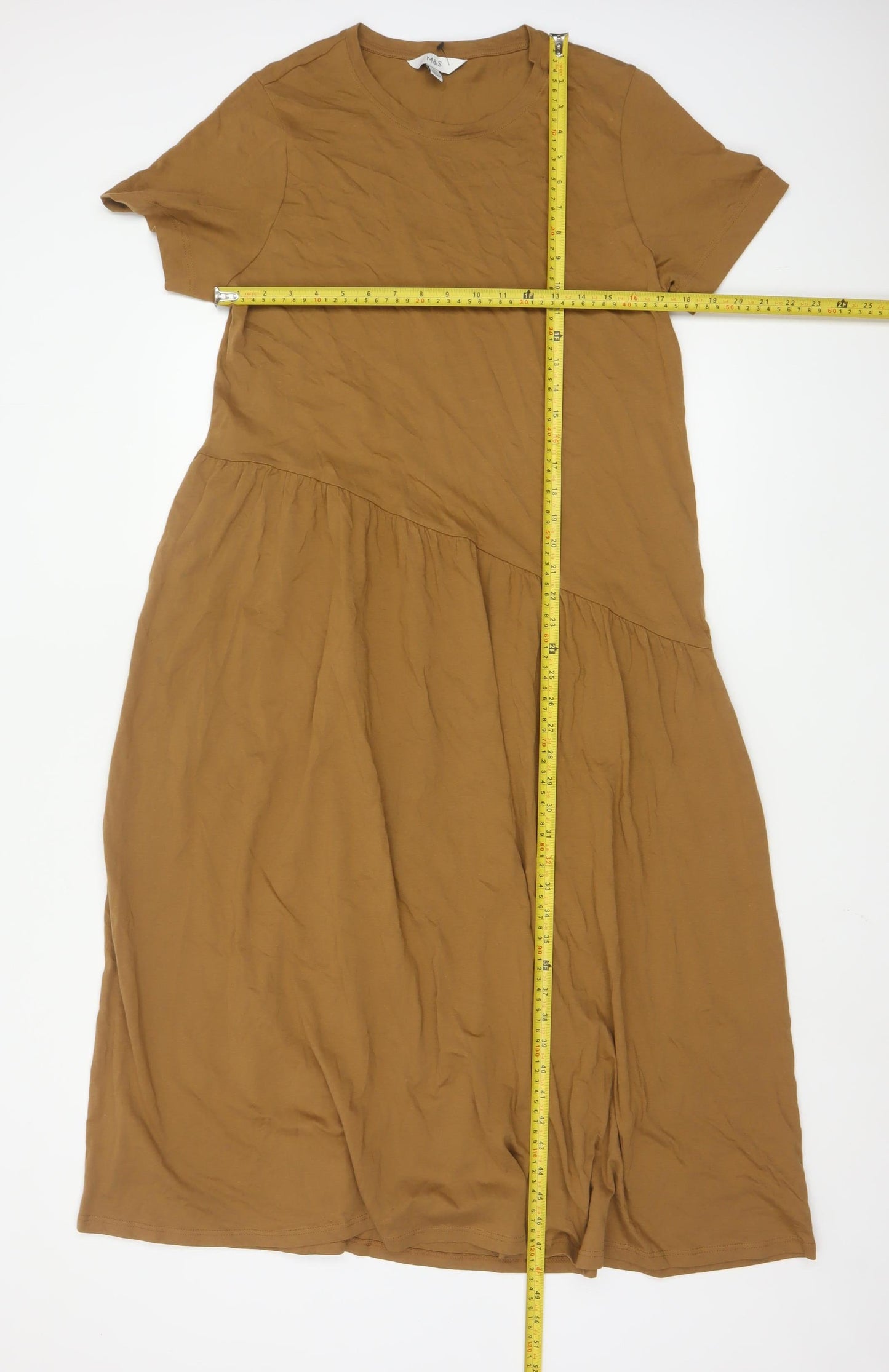 Marks and Spencer Women’s Brown Cotton Midi T-Shirt Dress Size 14