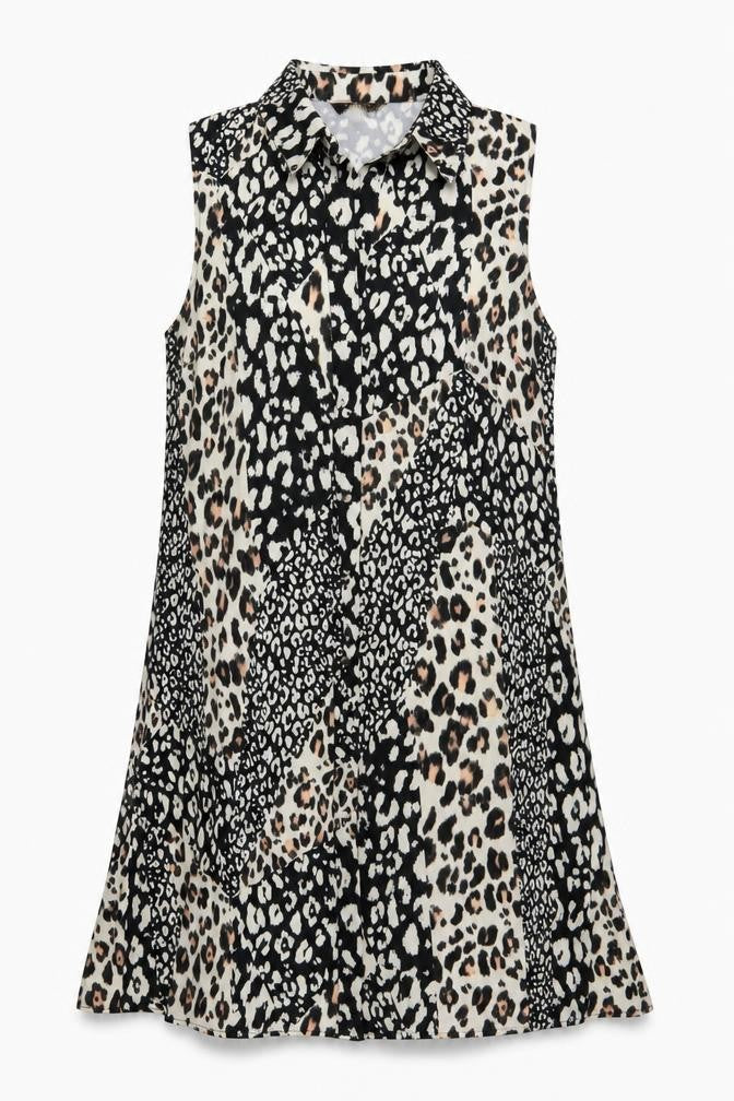 Lipsy Women’s Multicoloured Leopard Print Sleeveless Shift Dress Size 12