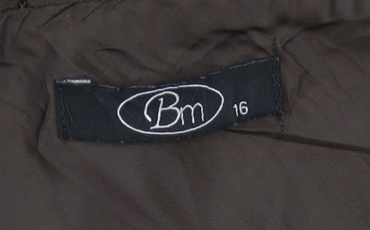 Bm Women Brown Floral Embroidered A-Line Midi Skirt Size 16