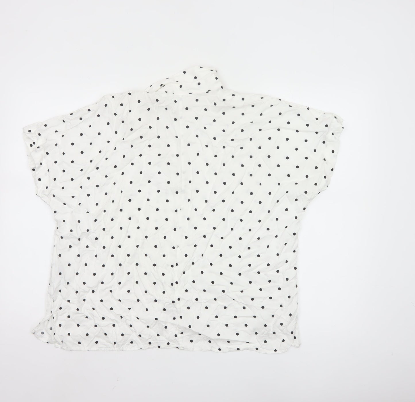 Uniqlo Women White Polka Dot Button-Up Shirt M Viscose