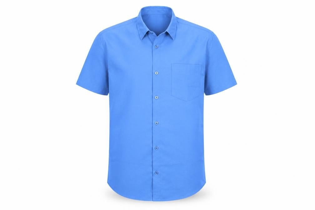 Charles Norton Mens Blue Short Sleeve Button-Up Shirt Medium
