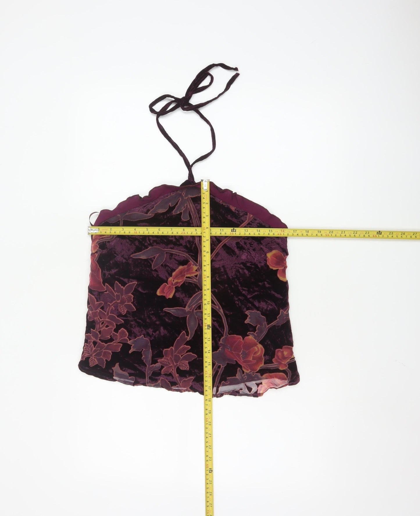 Motel Women’s Purple Floral Velvet Halter Camisole Tank Top L