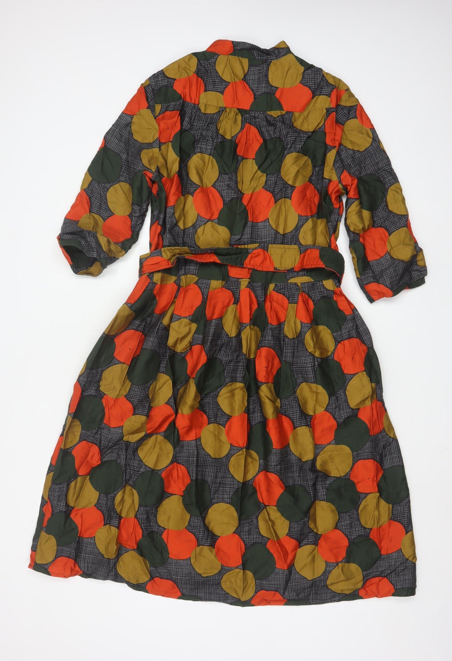 Palava Womens Multicoloured Size 14 Belted Shirt Dress