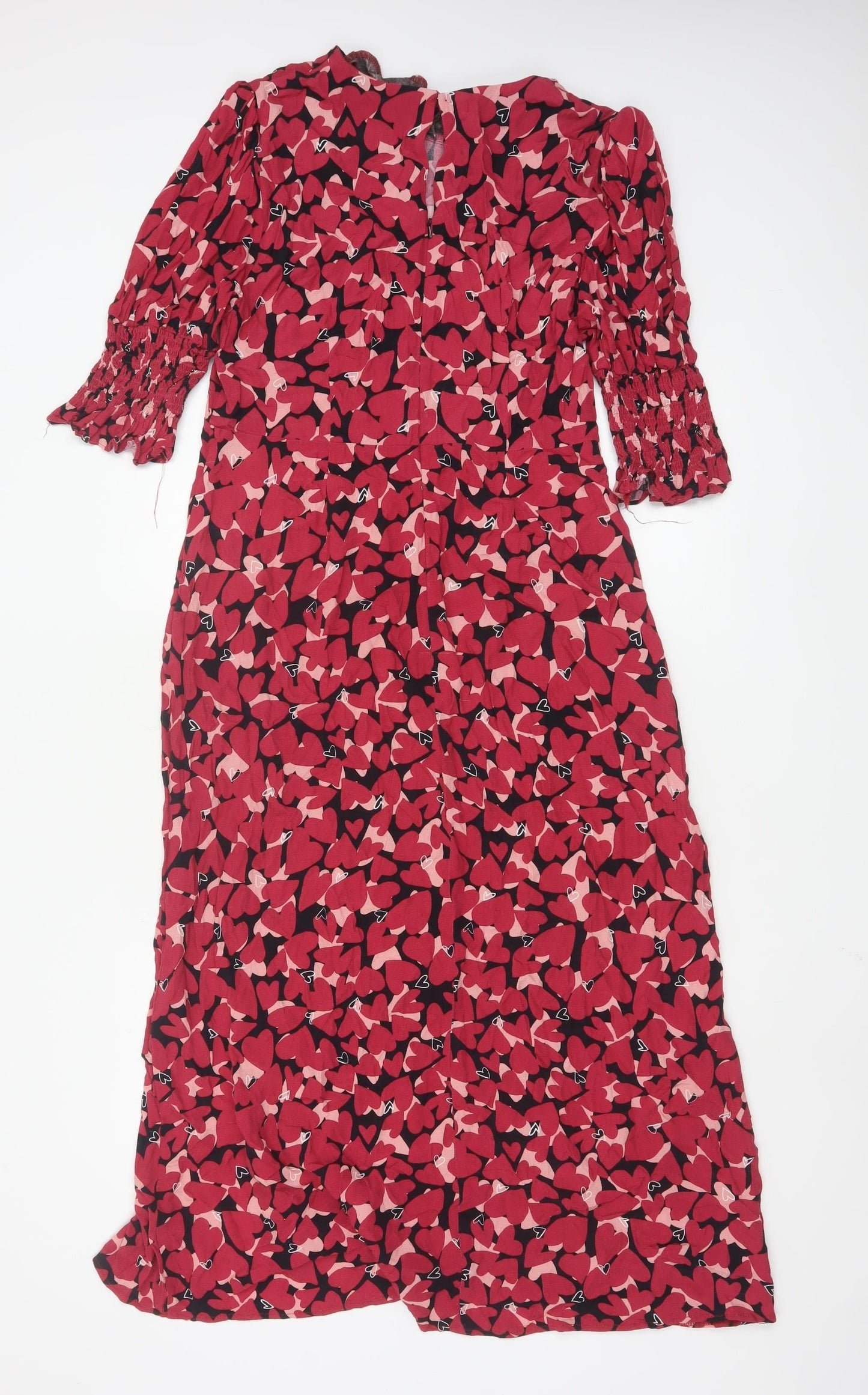 Nobody's Child Women's Red Heart Print Midi Dress Size 12