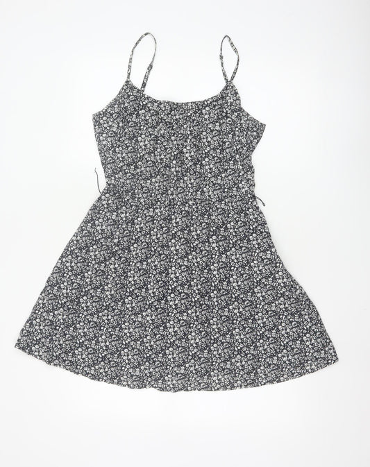 Jack Wills Women’s Black Floral A-Line Cotton Summer Dress UK 10