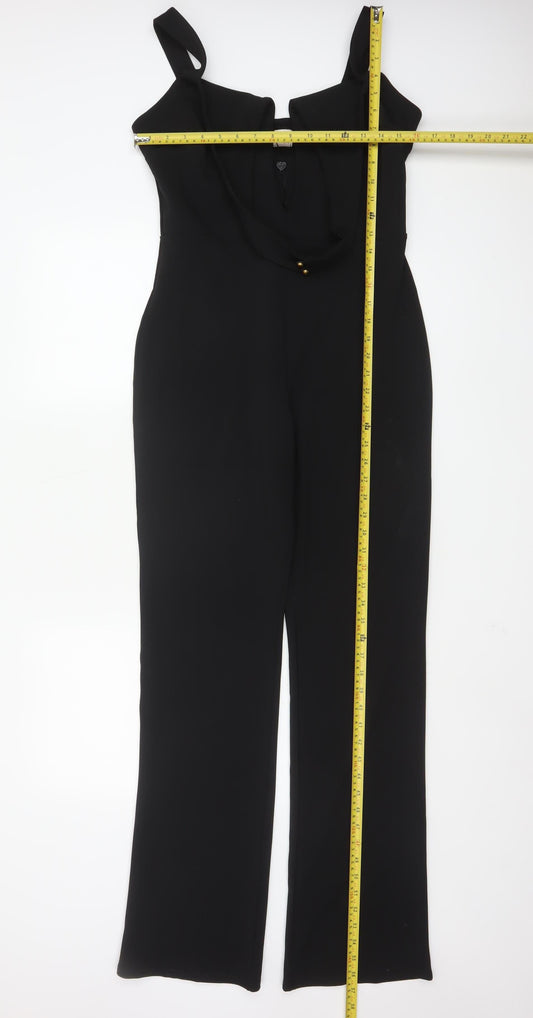 Club L London Women's Black Wide-Leg Jumpsuit UK 12 Polyester Blend