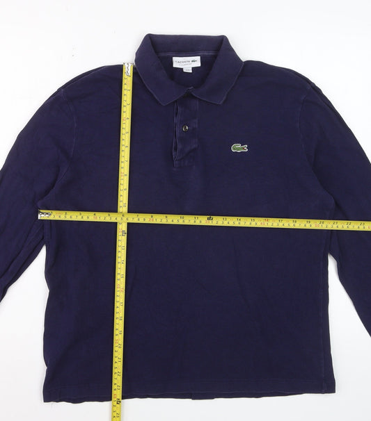 Lacoste Men Blue Long Sleeve Classic Fit Cotton Polo Shirt L