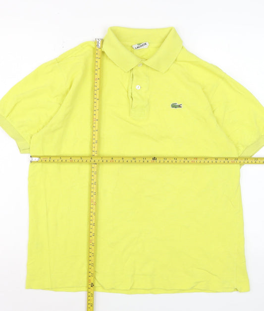 Lacoste Men Yellow Cotton Short Sleeve Polo Shirt M
