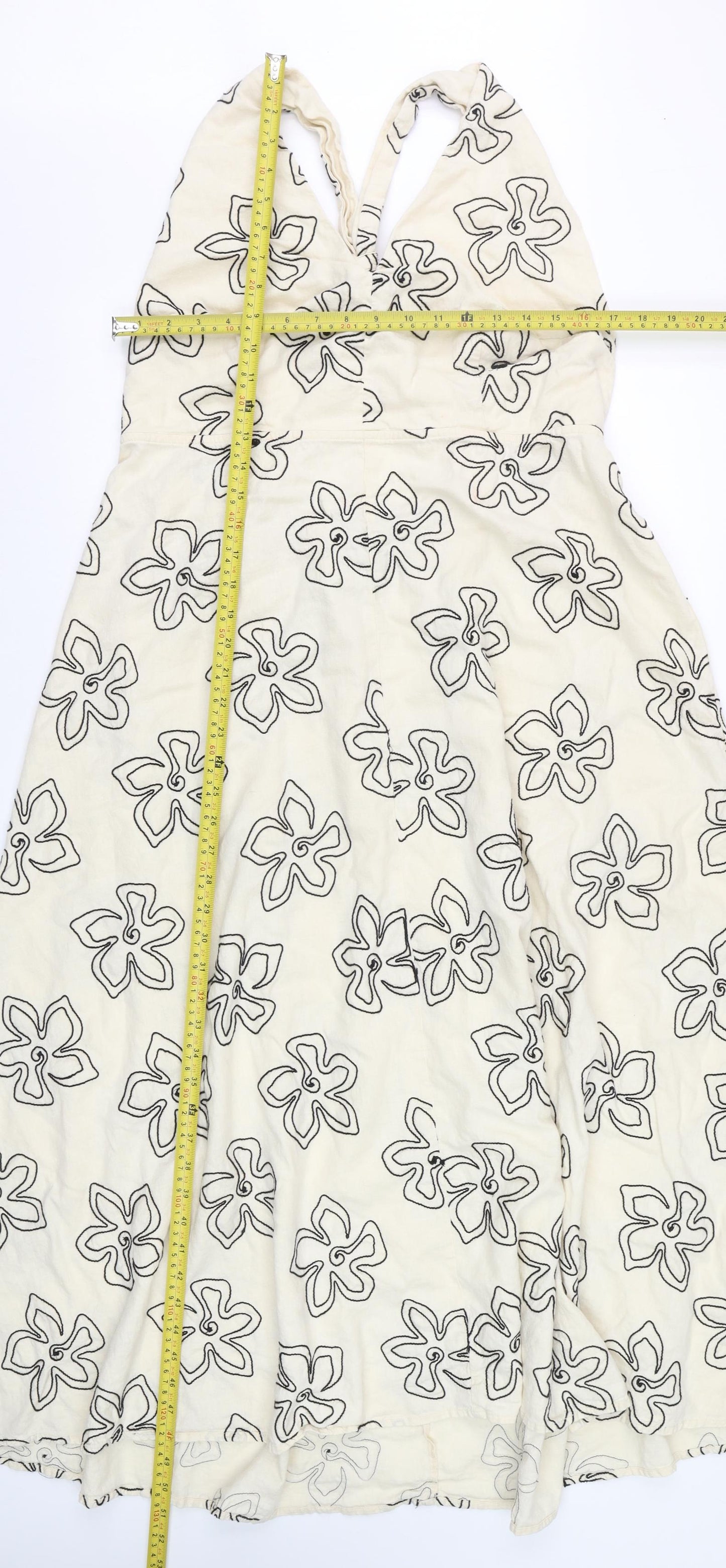 Marks and Spencer Women Beige Floral A-Line Sleeveless Dress Size 20