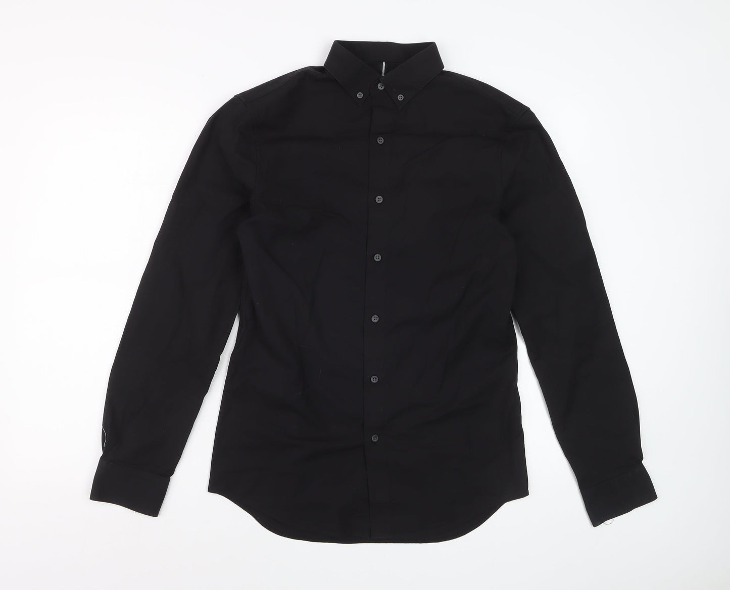 Marks and Spencer Men's Black Slim Fit Long Sleeve Dress Shirt Size S