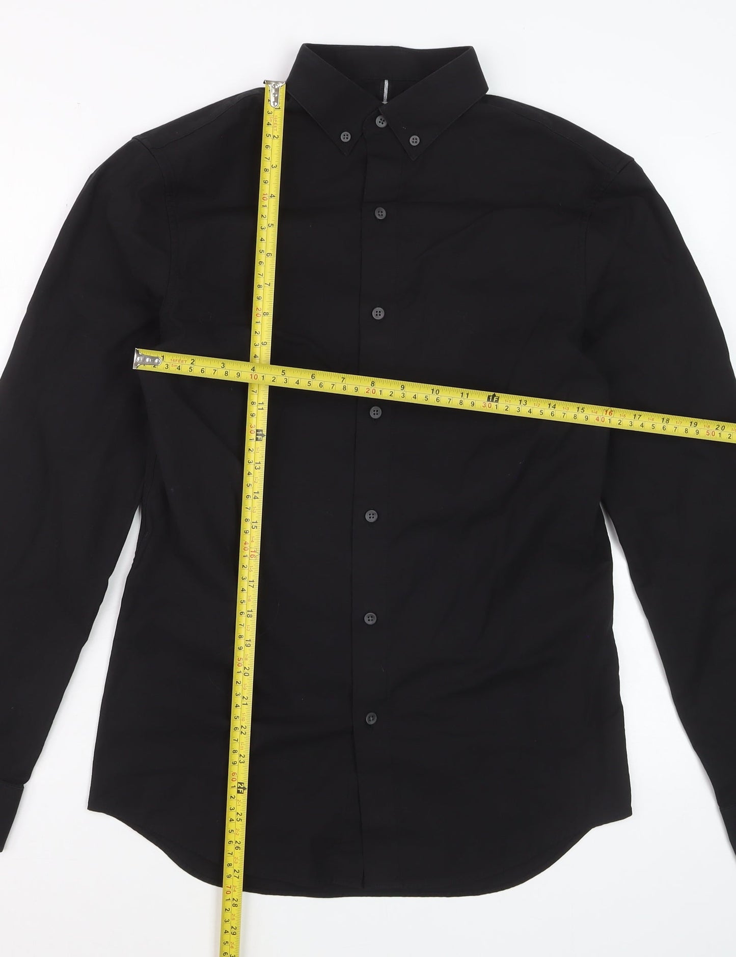 Marks and Spencer Men's Black Slim Fit Long Sleeve Dress Shirt Size S