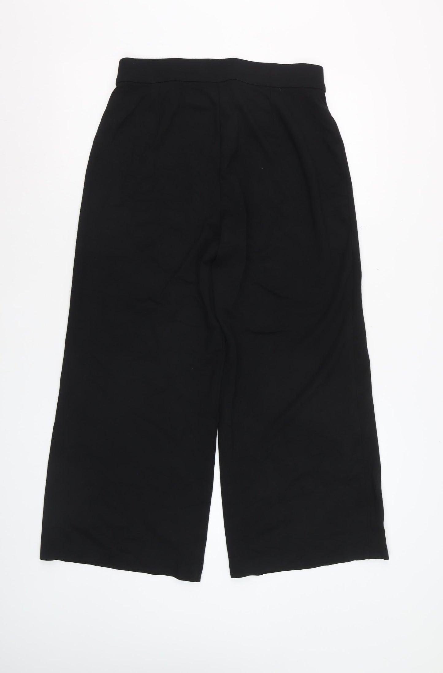 Marks and Spencer Womens Black Size 12 Cropped Wide-Leg Trousers
