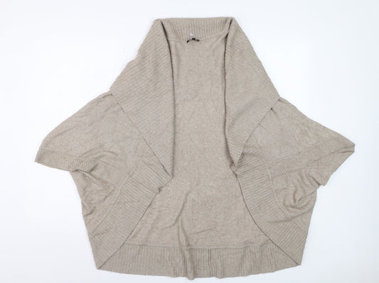 Jaeger Womens Beige Wool Blend Cape Style Short Sleeve Jumper S