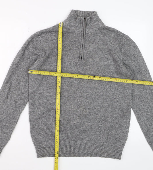 Paul Costelloe Mens Grey Wool Cashmere 1/2 Zip Jumper Size S