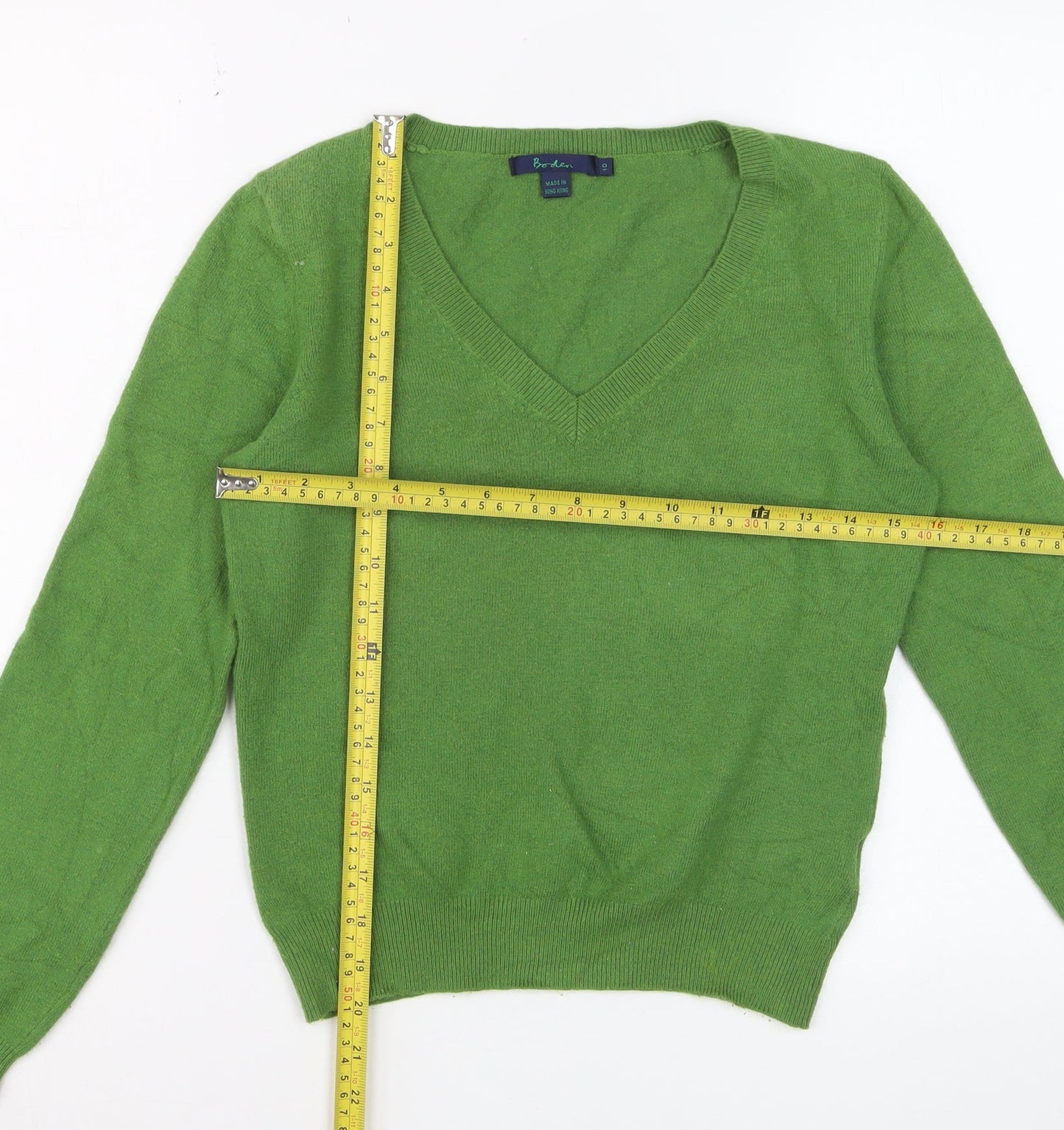 Boden Women Green V-Neck Long Sleeve Pullover Jumper Size 10